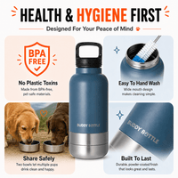 Dog Water Bottle for Walking & Travel | 900ml Buddy Bottle | Insulated Stainless Steel Bottle with Bowl, Leakproof - BUDDYBOTTLE