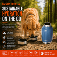 Dog Water Bottle for Walking & Travel | 900ml Buddy Bottle | Insulated Stainless Steel Bottle with Bowl, Leakproof