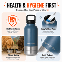 Dog Water Bottle for Walking & Travel | 900ml Buddy Bottle | Insulated Stainless Steel Bottle with Bowl, Leakproof