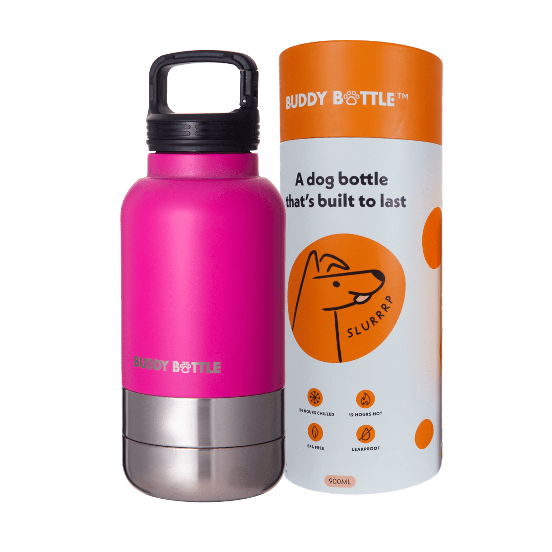 ZOOMIE PINK - 3 in 1 Portable Travel Water Buddy Bottle For Dogs - BUDDYBOTTLE